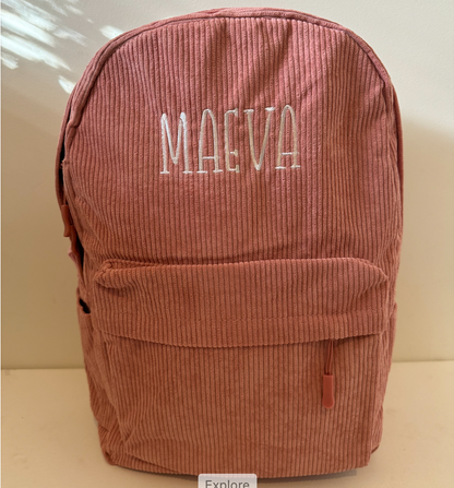 Personalised Corduroy Backpack